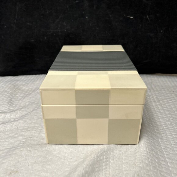 Threshold designed w/ Studio McGee 8”X4 7/8” Checkered RESIN Box NEW - Picture 2 of 5